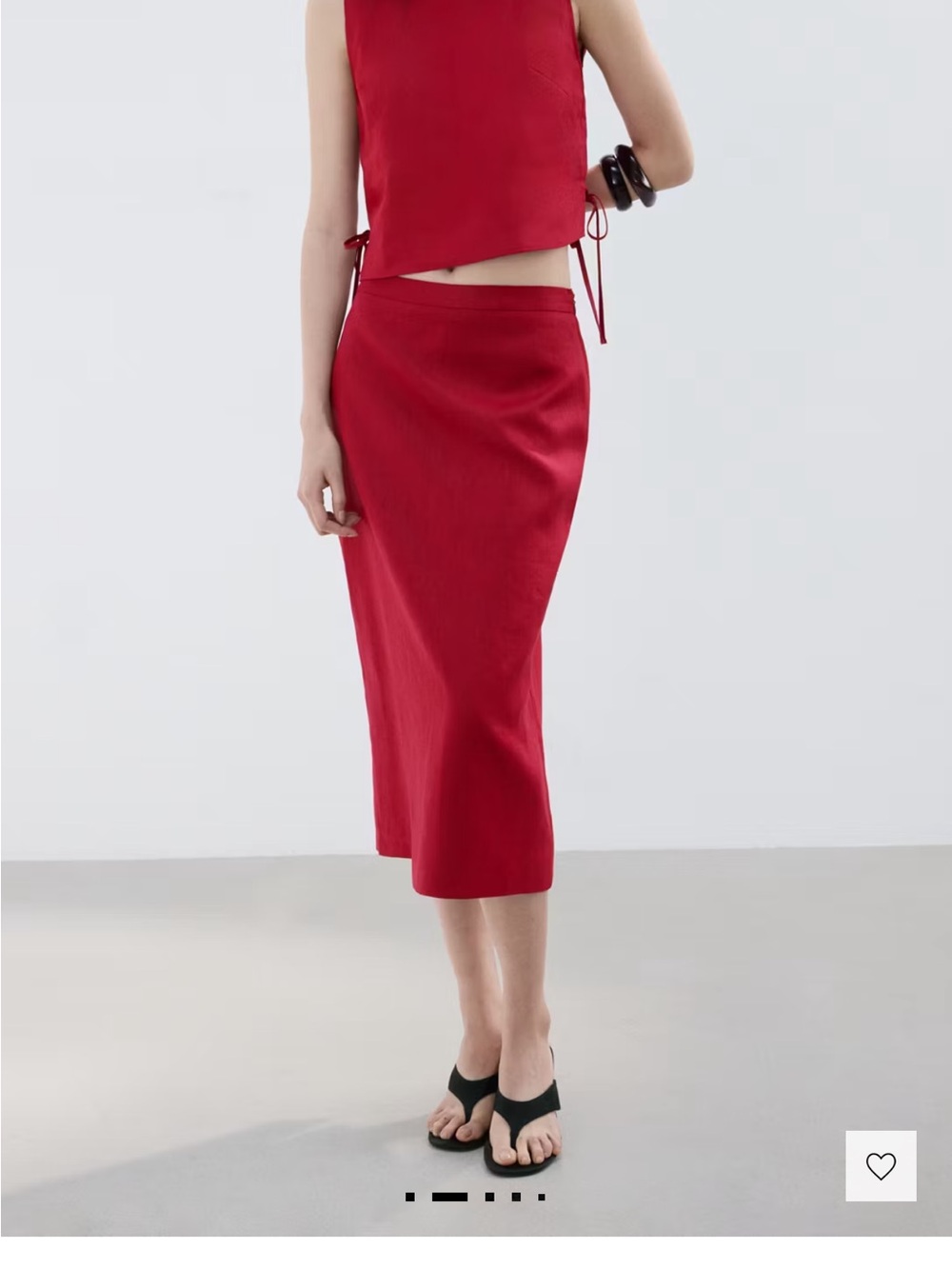 Mango Red Midi Set – Sleek High-Waist Pencil Style